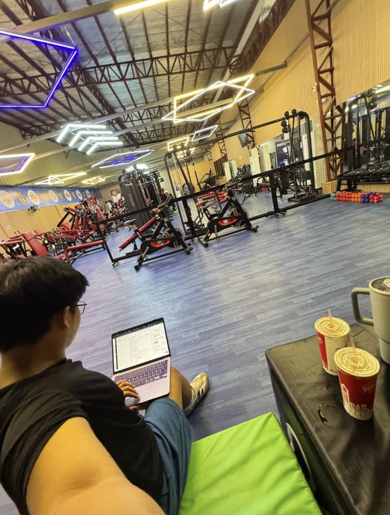 Christopher Cruz working at the gym